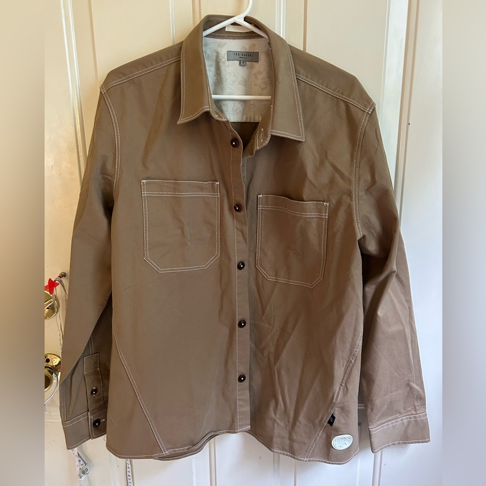 Ted Baker London Men Brown Button Up Jacket Shirt  Size 5 XL